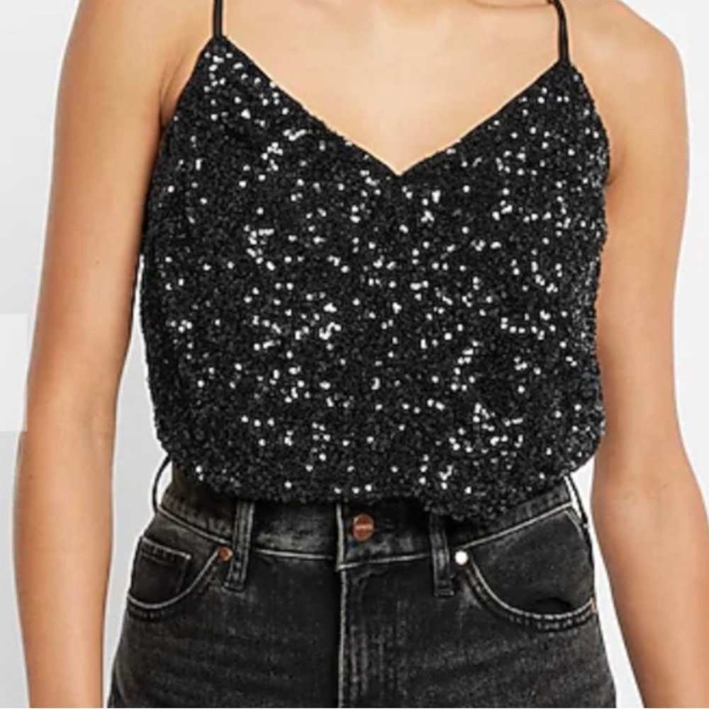 Express Black Sequin Bodysuit
